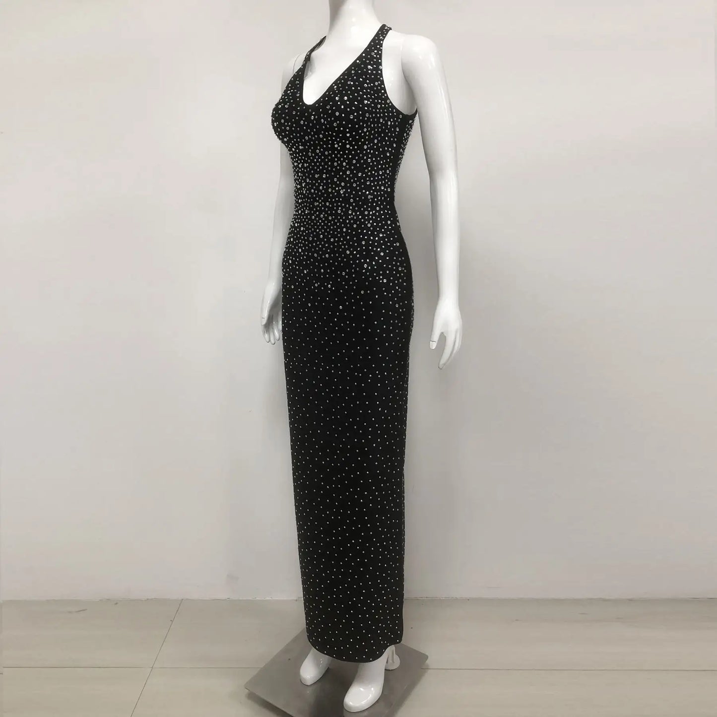 Luxury women dress manufacturer low MOQ elegant women party wear diamond rhinestone prom evening dress