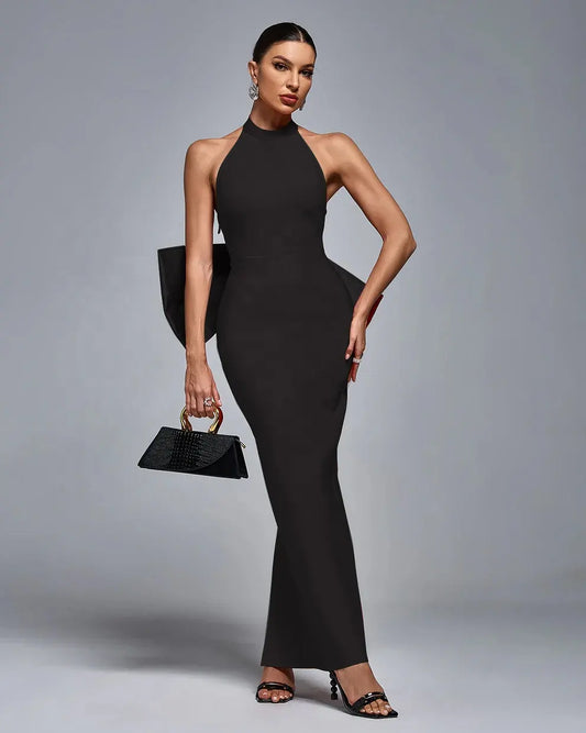 Custom Red Black Backless Bow Causal Club Dress Women Elegant Sleeveless Party Evening Dress