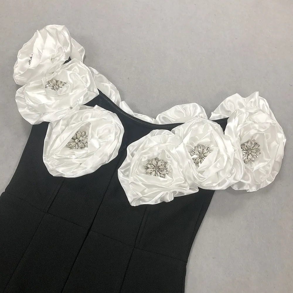 Custom 3D Flower Women Nightgown De Soiree Chic Women Elegant Women Dress Women Evening
