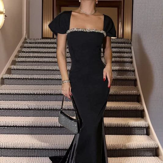 Women's Formal Occasion Dresses Elegant French Diamond Bandage Evening Gown Dress