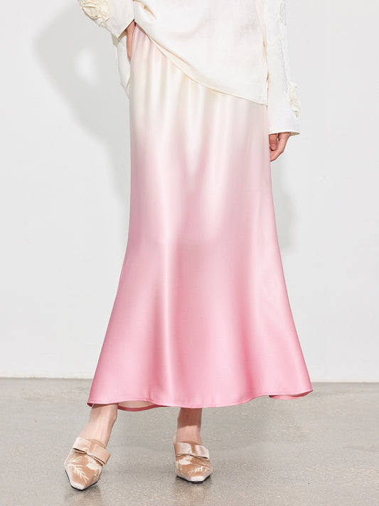 Gradient Color Mermaid Acetate Satin Maxi Skirt