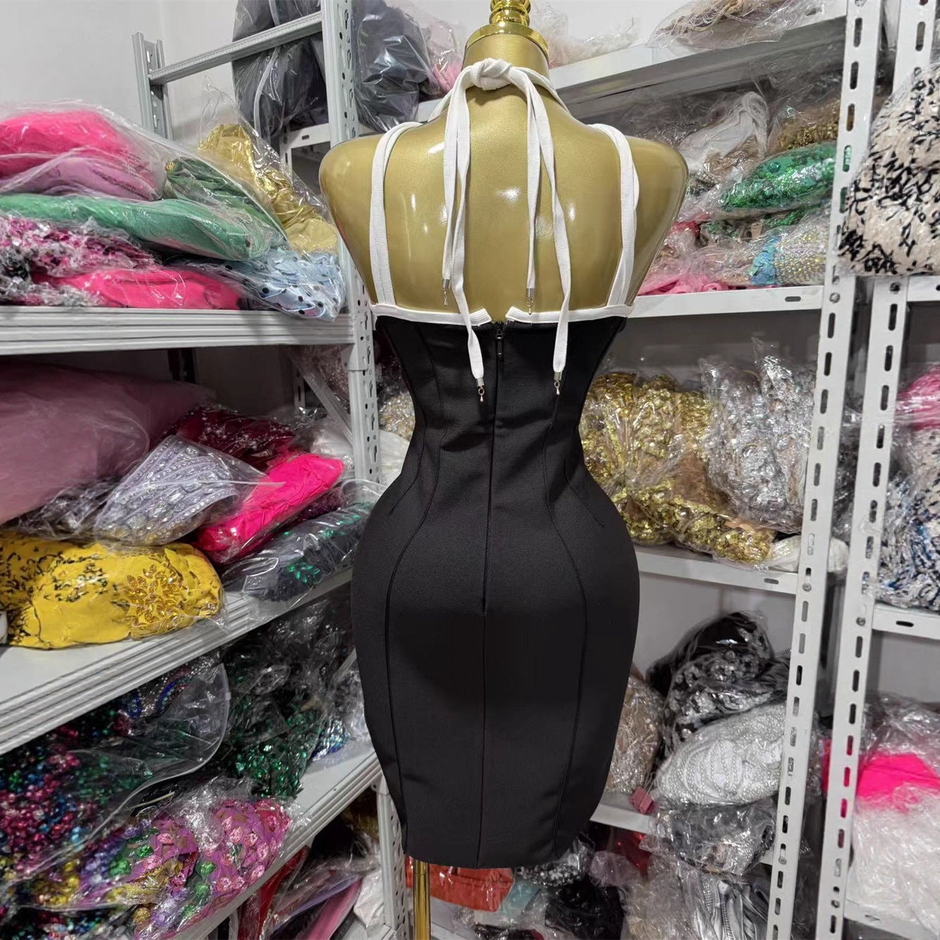 Black Halter Cut Out Bodycon Midi Bandage Dresses