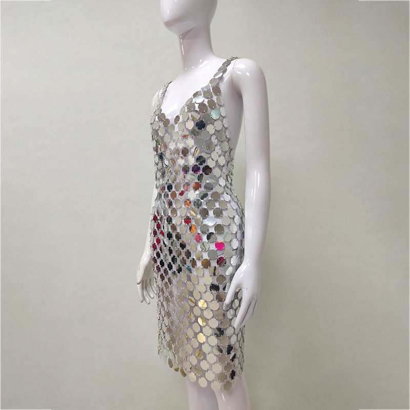 Silver Sequin Mini Dresses