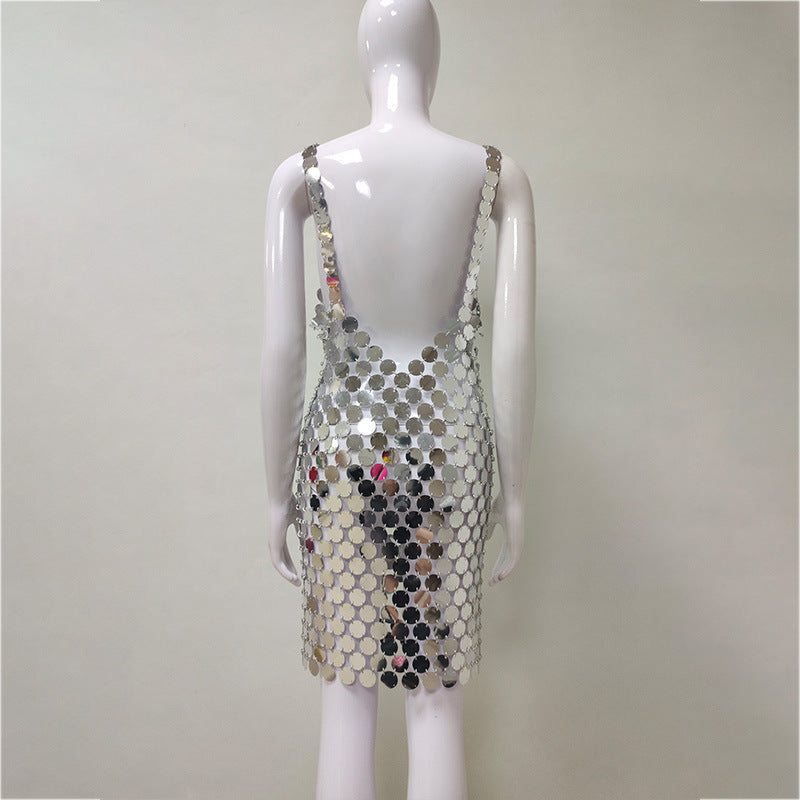 Silver Sequin Mini Dresses