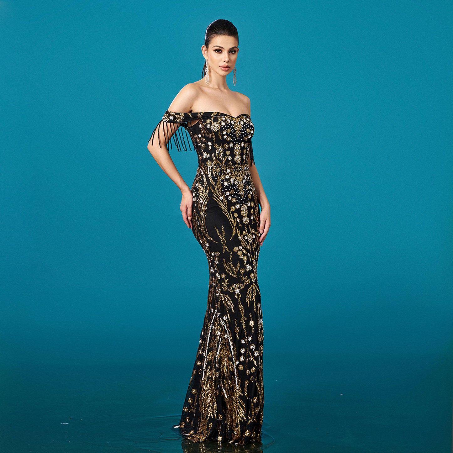 Black Gold Evening Gown