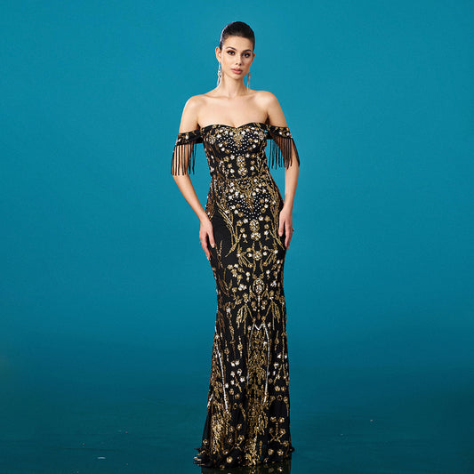 Black Gold Evening Gown