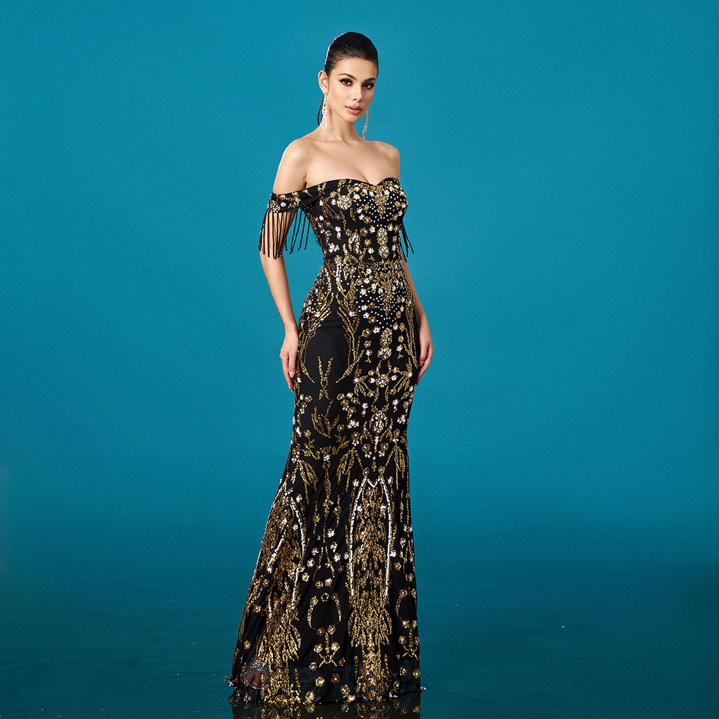 Black Gold Evening Gown