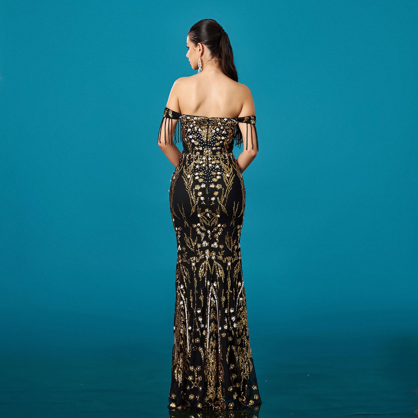 Black Gold Evening Gown