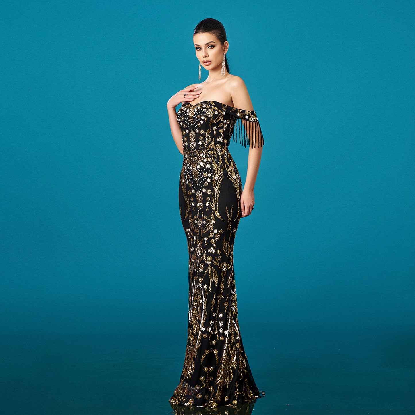 Black Gold Evening Gown