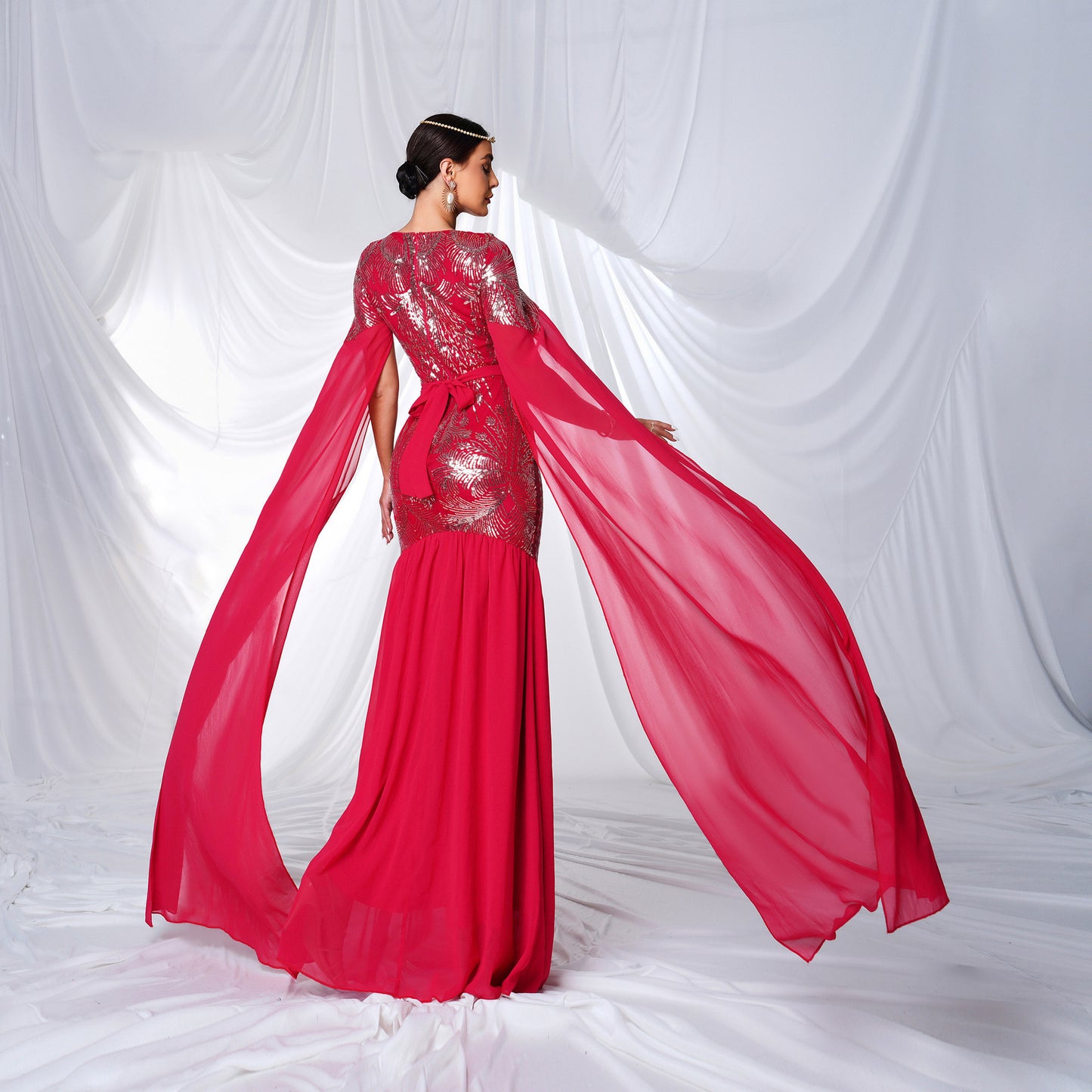 Sequin Maxi Formal Gown Red Evening Dresses