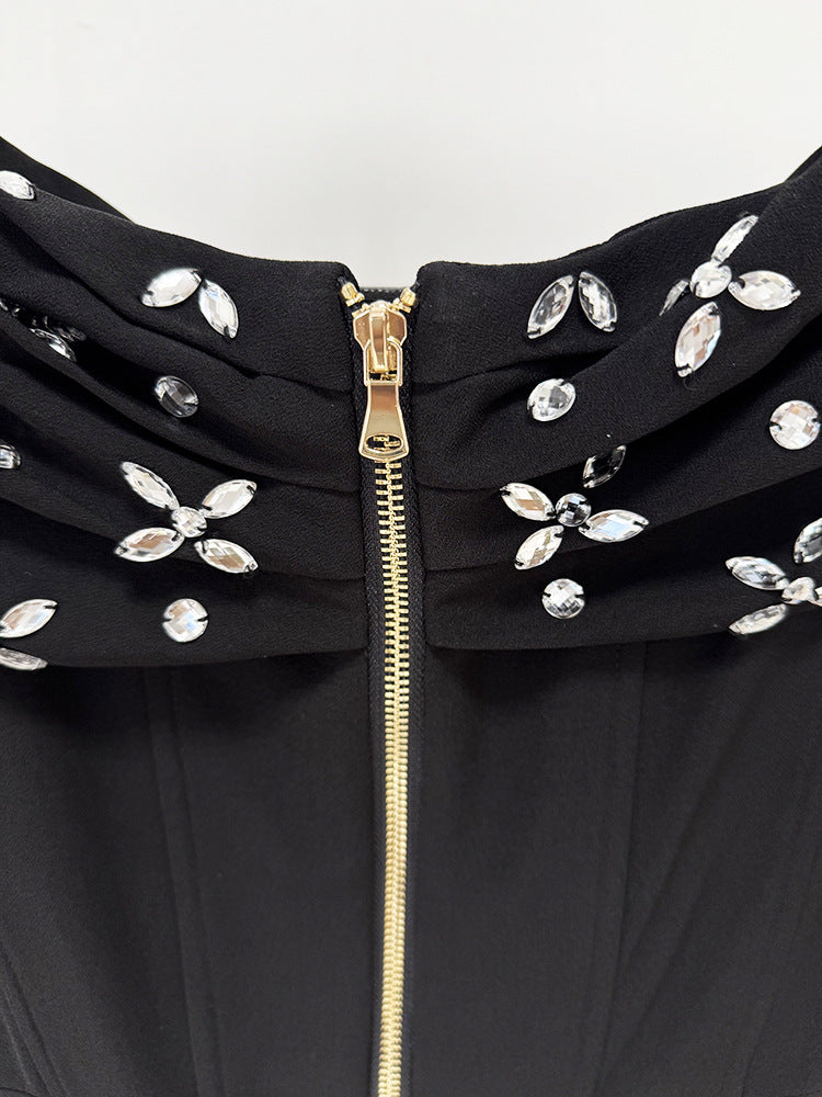 Wholesale Womens Clothing Luxury White Midi Evening Dresses Women Off the Shoulder Rhinestone Bow Elegant Party Formal Gown
