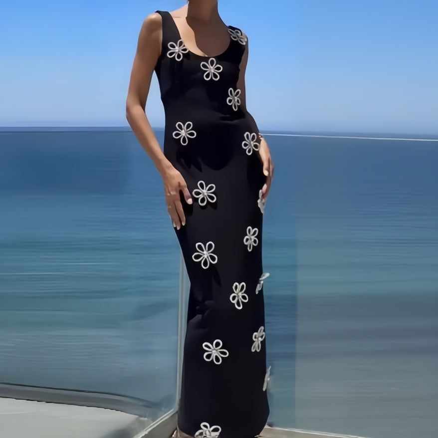 3D Floral Bodycon Bandage Maxi Dress