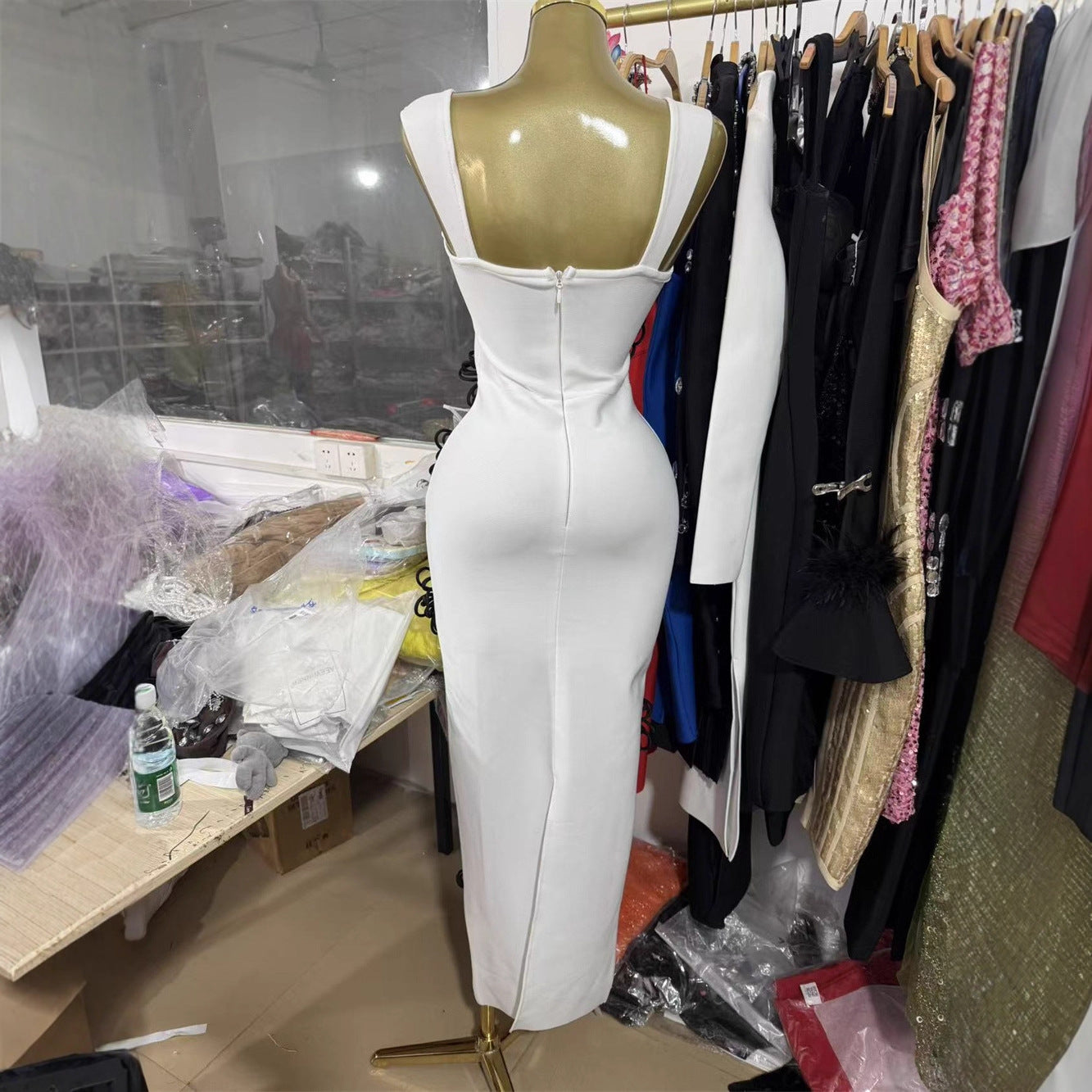 3D Floral Bodycon Bandage Maxi Dress