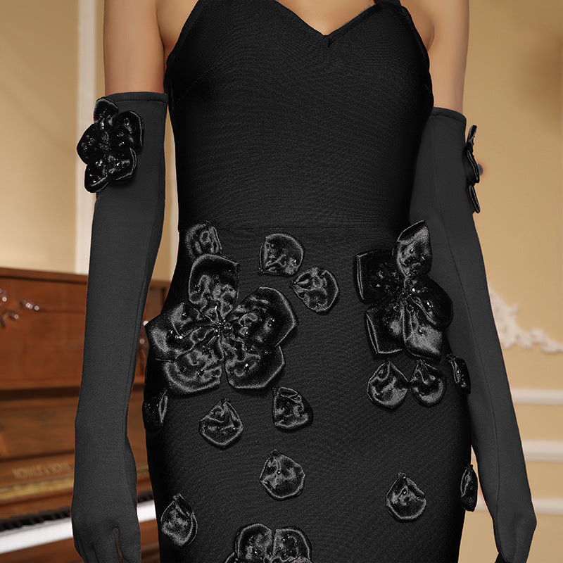 3D Flower Backless Bow Evening Dresses
