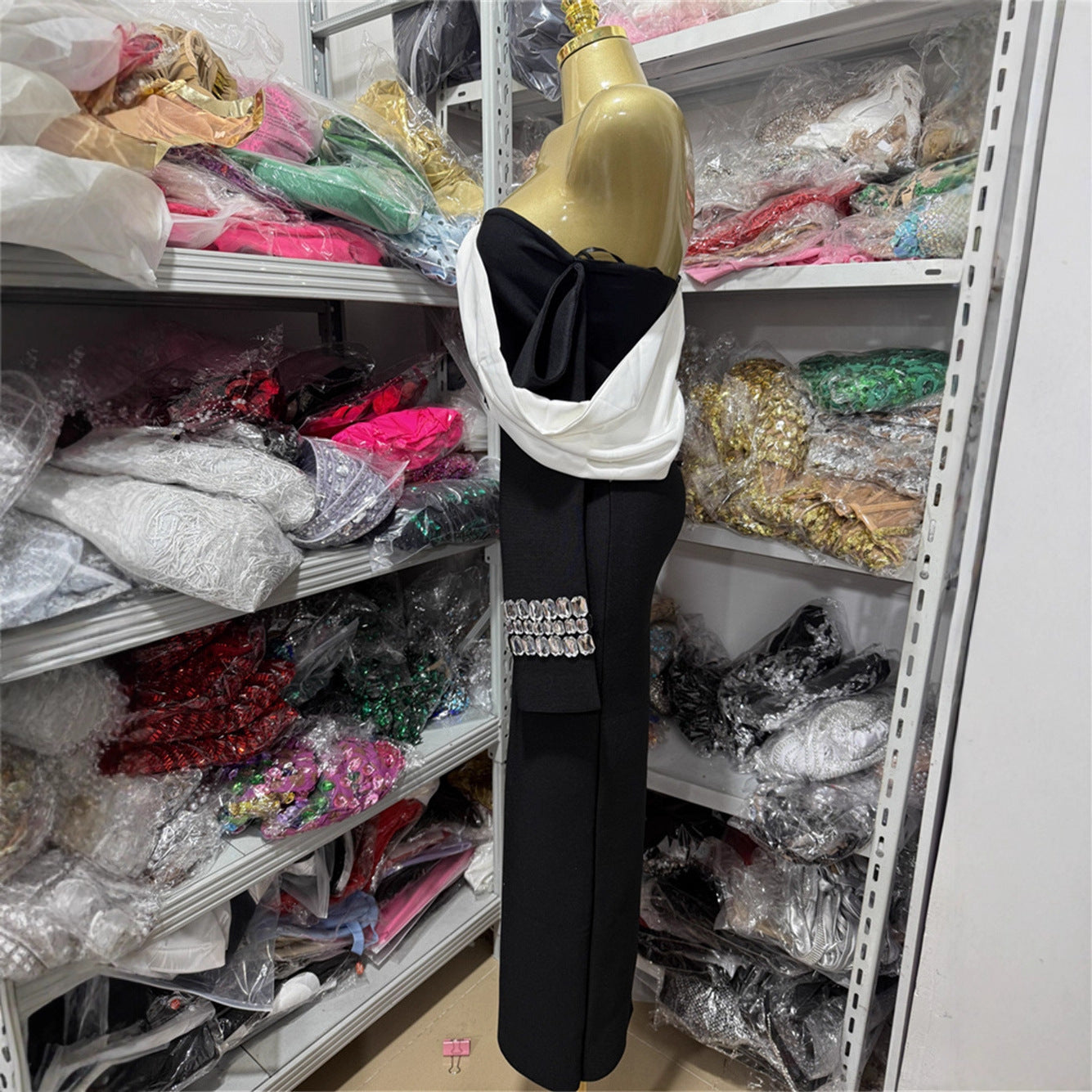 Off Shoulder Black and White Evening Dresses