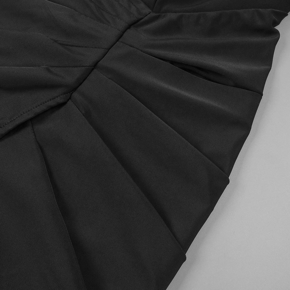Wholesale Women Elegant Black Formal Dress Sleeveless Deep V Neck High Slit Long Evening Dresses Party Outfit with Gold Buttons