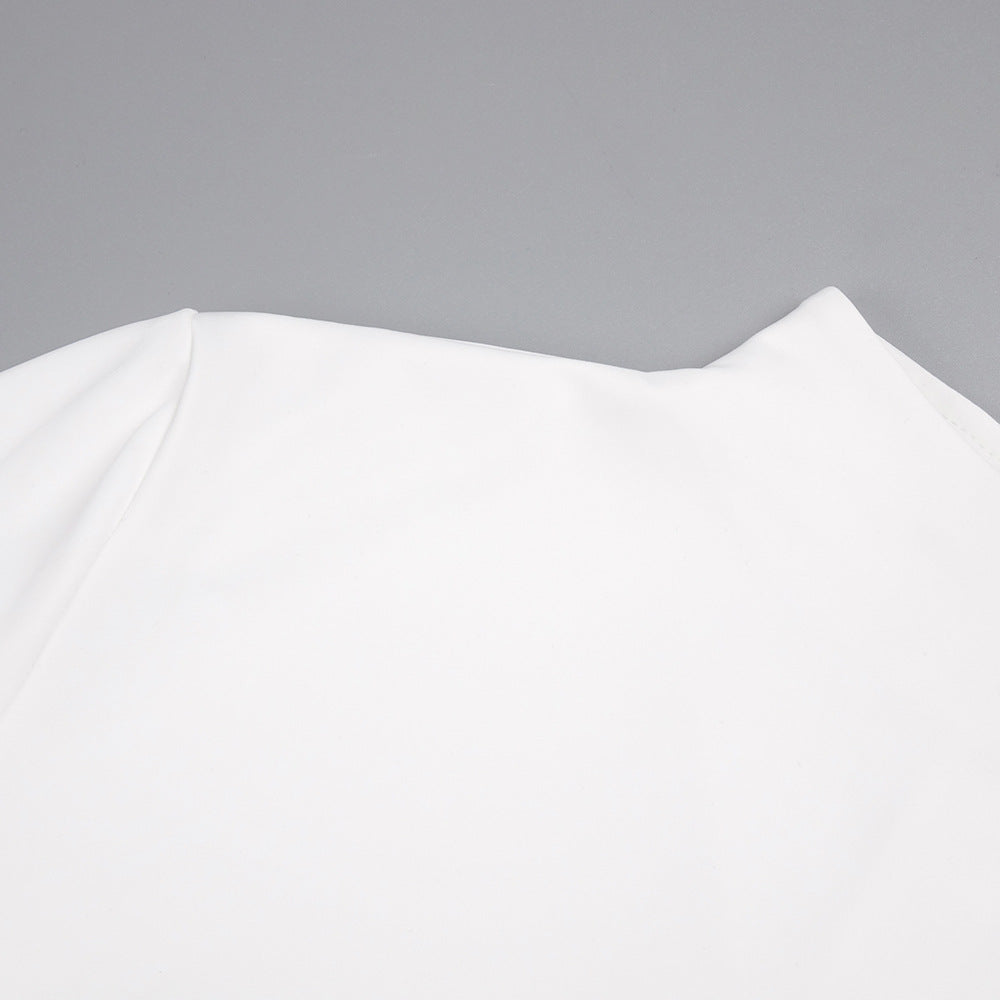 White High Neck Long Sleeve Evening Dresses