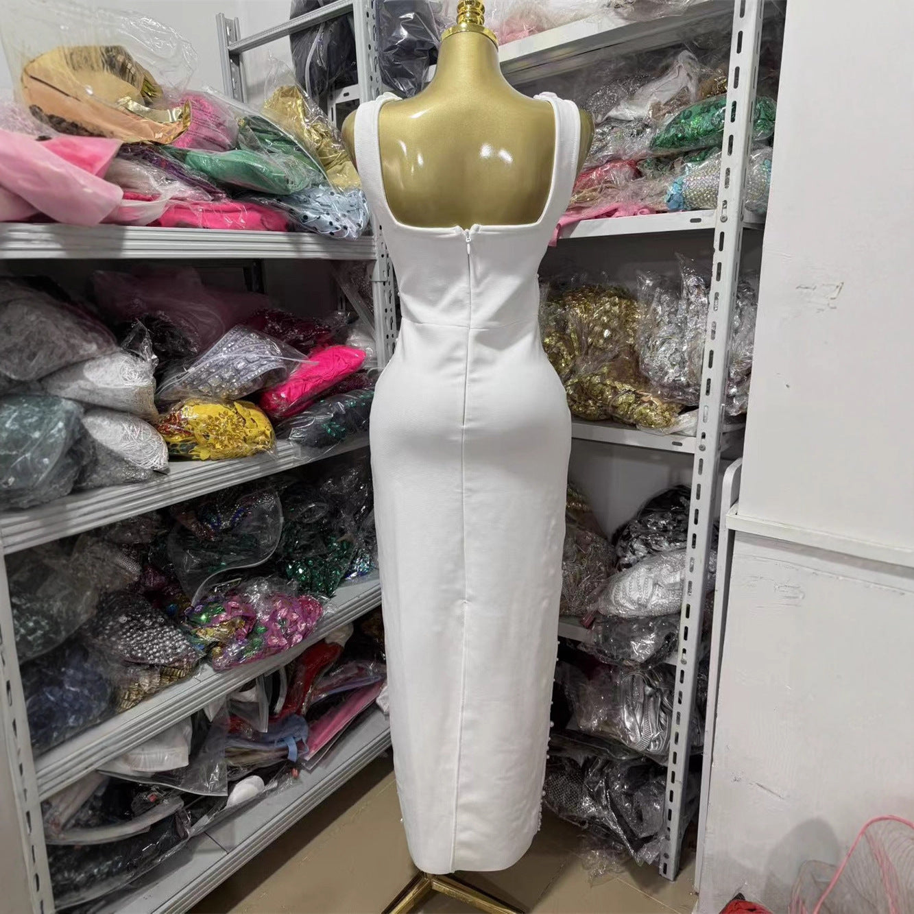 White Pearl Bodycon Maxi Bandage Dresses