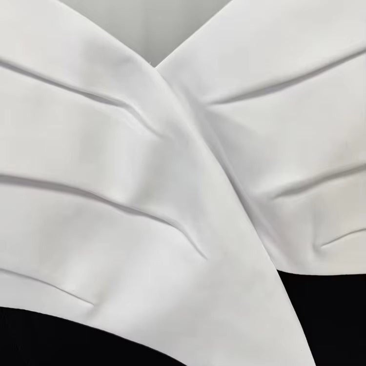 Black and White Womens Party Wear High Slit Bandage Dresses Long Gown Evening Dress