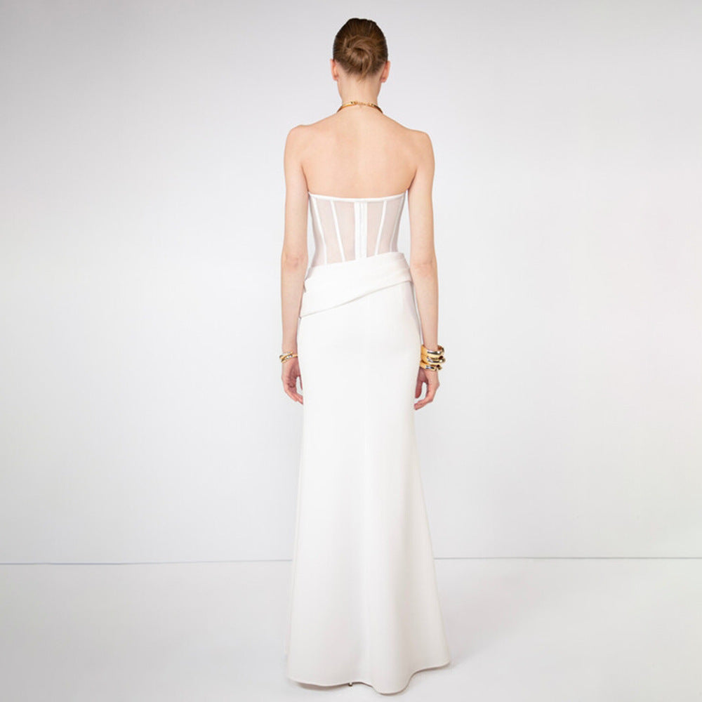 Elegant White Corset and Maxi Skirt Set