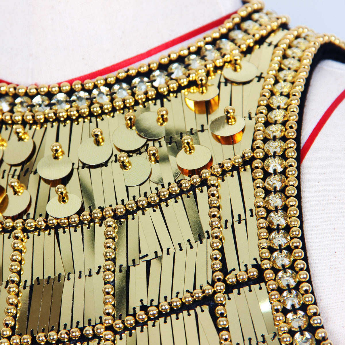 Gold Beaded Sequin Tassel Mini Dresses