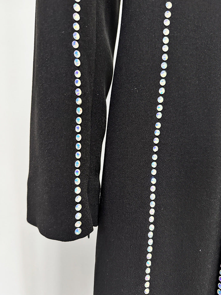 Black Evening Dresses with Diamond Striped