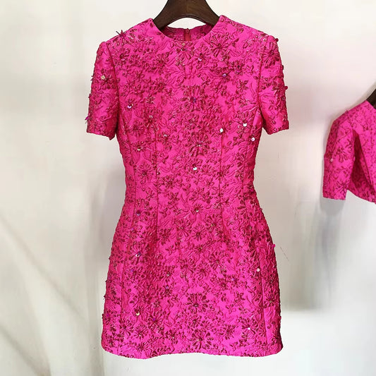 Elegant Womens Formal Short Party Dress Floral Jacquard Luxury Evening Dresses