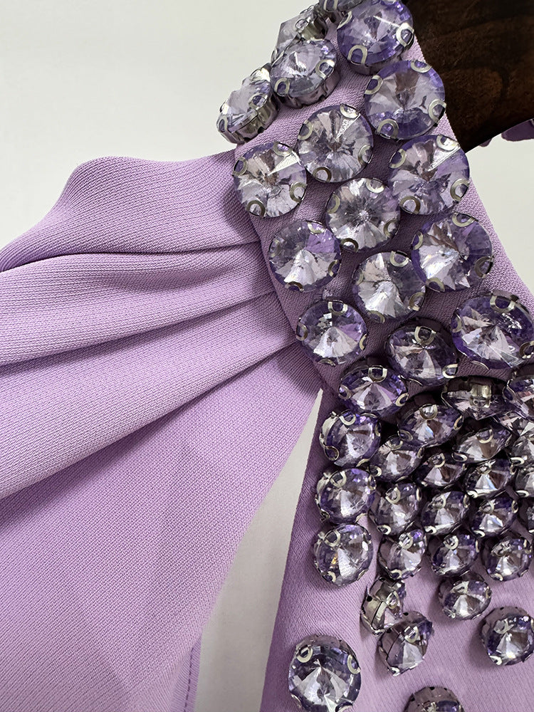 Crystal Halter Cape Sleeve Mermaid Maxi Evening Dresses