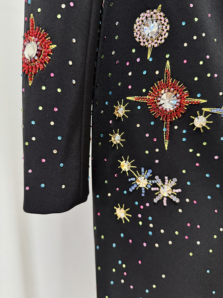 Sparkly Rhinestone High Neck Long Sleeve Bodycon Mini Dress