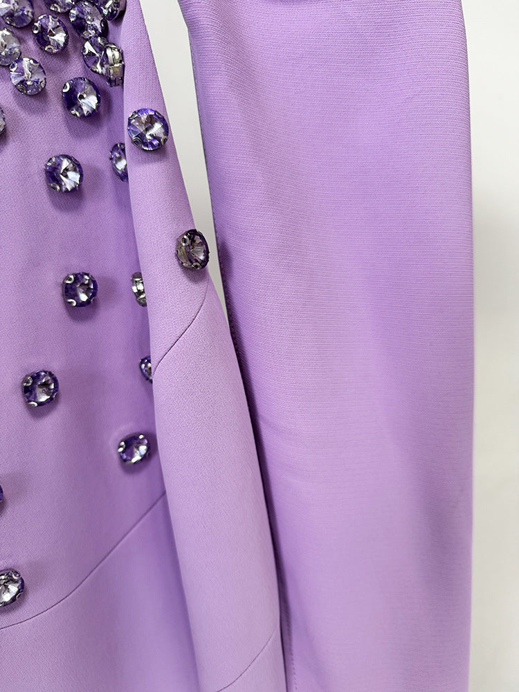 Crystal Halter Cape Sleeve Mermaid Maxi Evening Dresses