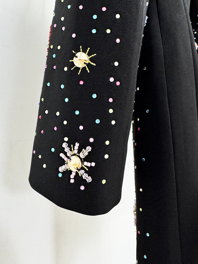 Sparkly Rhinestone High Neck Long Sleeve Bodycon Mini Dress