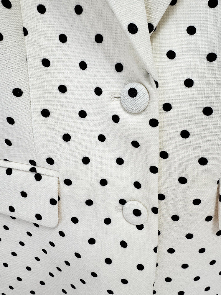 Custom Black White Polka Dot Suit Set Red Bow Blazer and Cuffed Pants Formal Party Office Wear Outfit Suits for Women