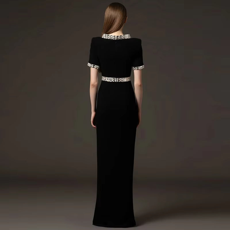 Womens Party Wear Ladies Elegant High Formal Rhinestone Evening Dresses