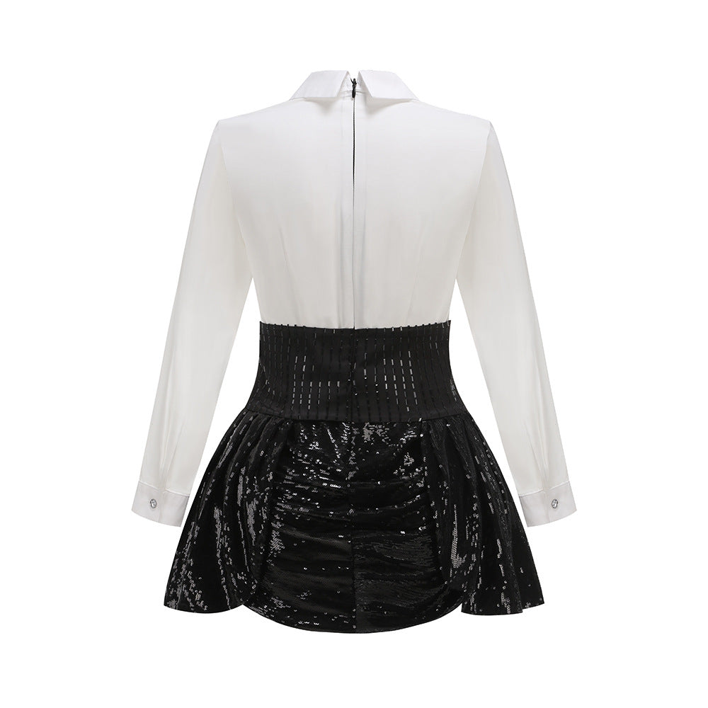White Shirt Corset Top Ruffle Skirt 2 Piece Skirt Suit Set