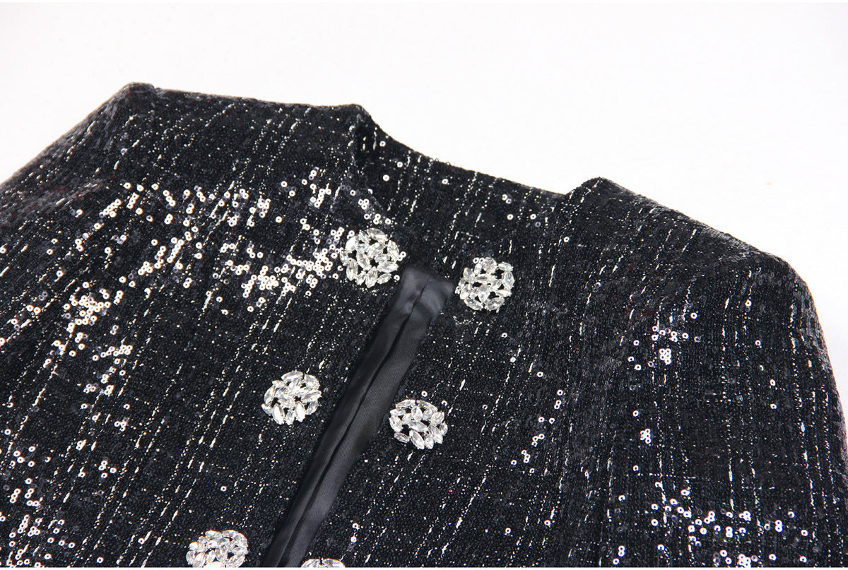 Long Sleeve Jacket and Mini Skirt Tweed Skirt Set