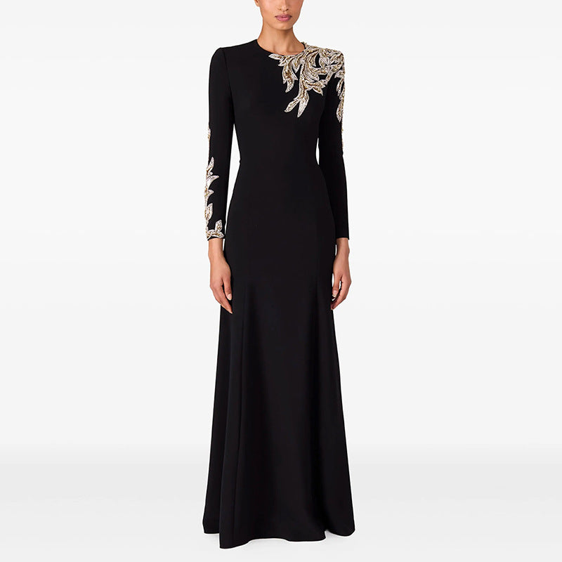 Sequin Embroidered Maxi Gown Formal Party Wear