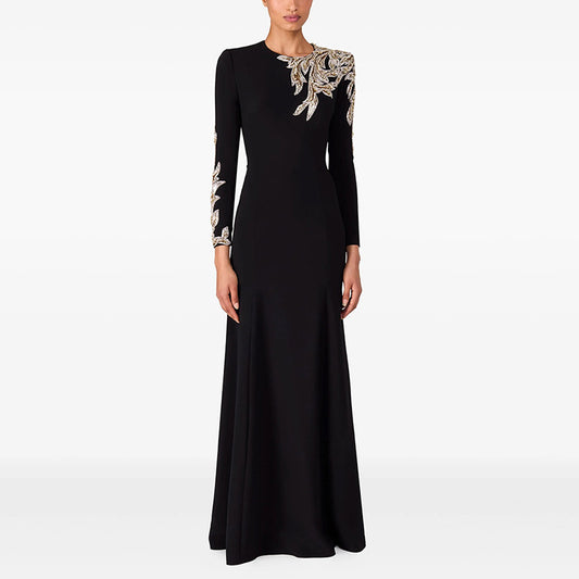 Sequin Embroidered Maxi Gown Formal Party Wear