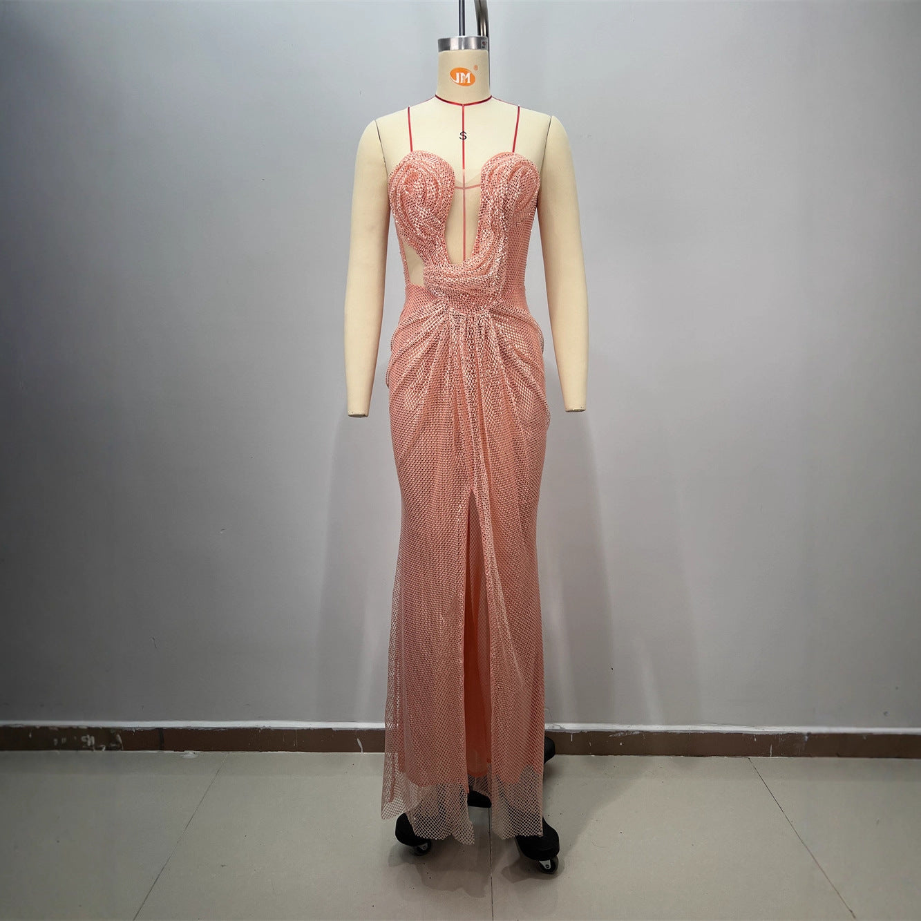 Custom Women's Clothing Sexy Hollow Out High Slit Maxi Party Dress Elegant Formal Partywear Luxury Sparkly Sequin Evening Gown