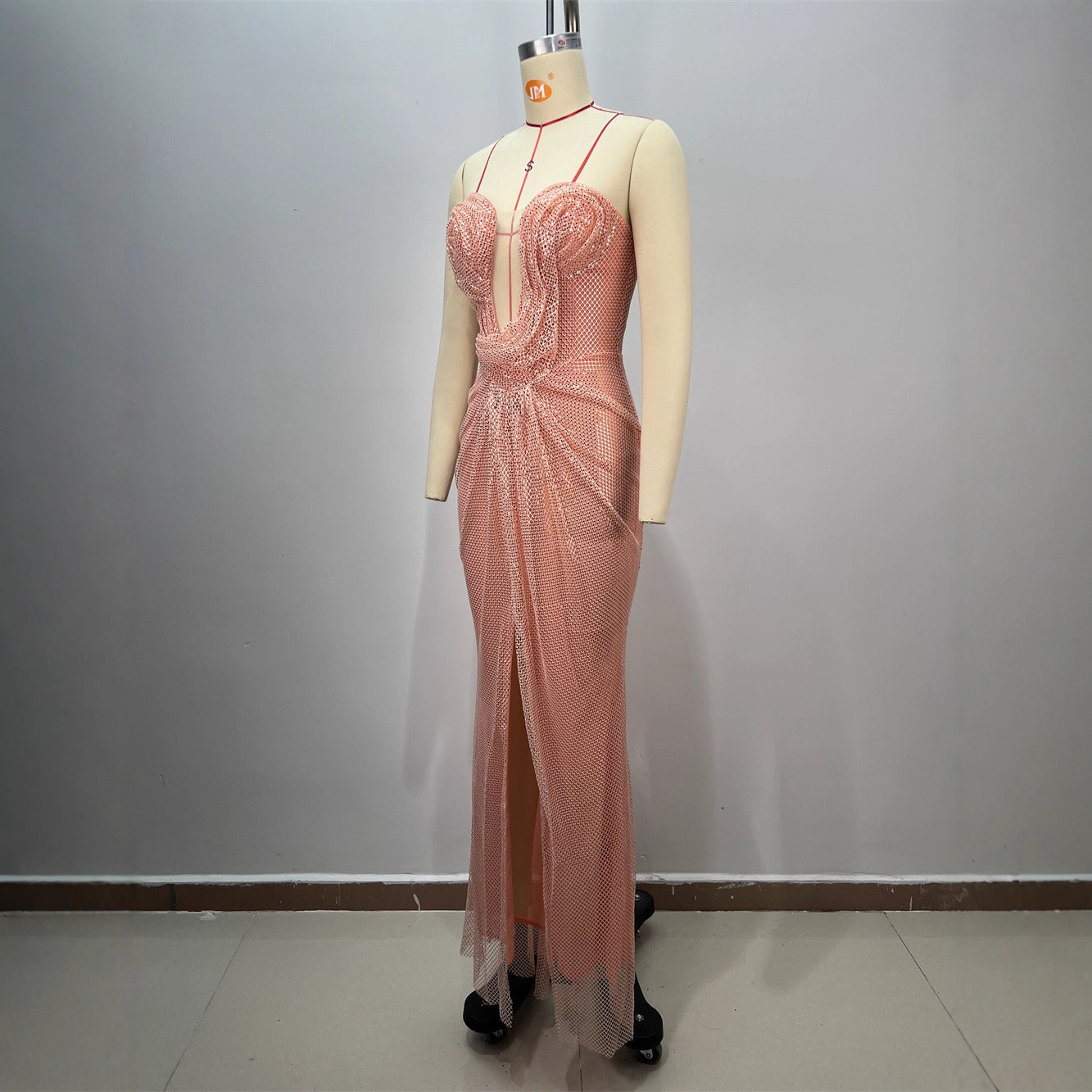 Custom Women's Clothing Sexy Hollow Out High Slit Maxi Party Dress Elegant Formal Partywear Luxury Sparkly Sequin Evening Gown