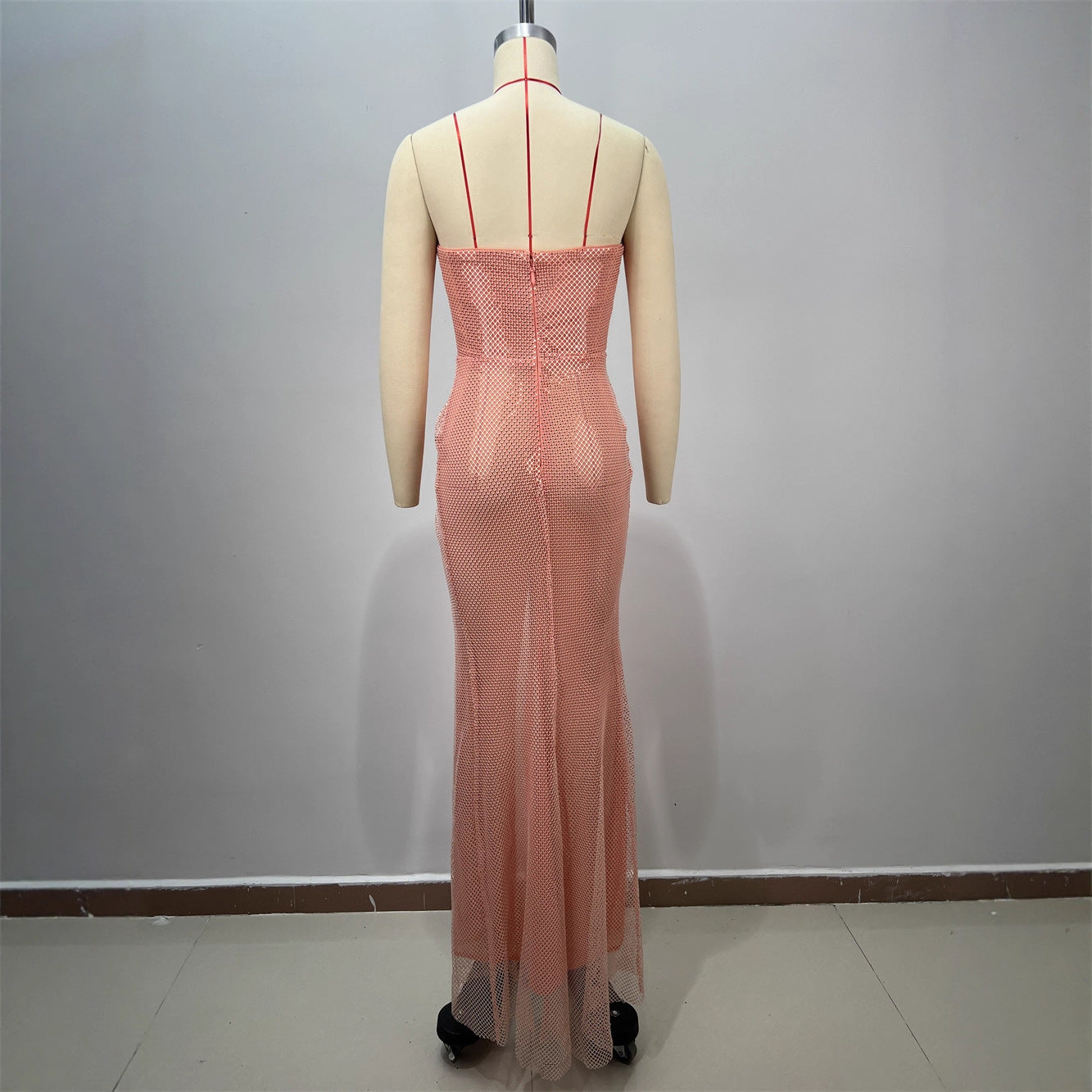 Custom Women's Clothing Sexy Hollow Out High Slit Maxi Party Dress Elegant Formal Partywear Luxury Sparkly Sequin Evening Gown