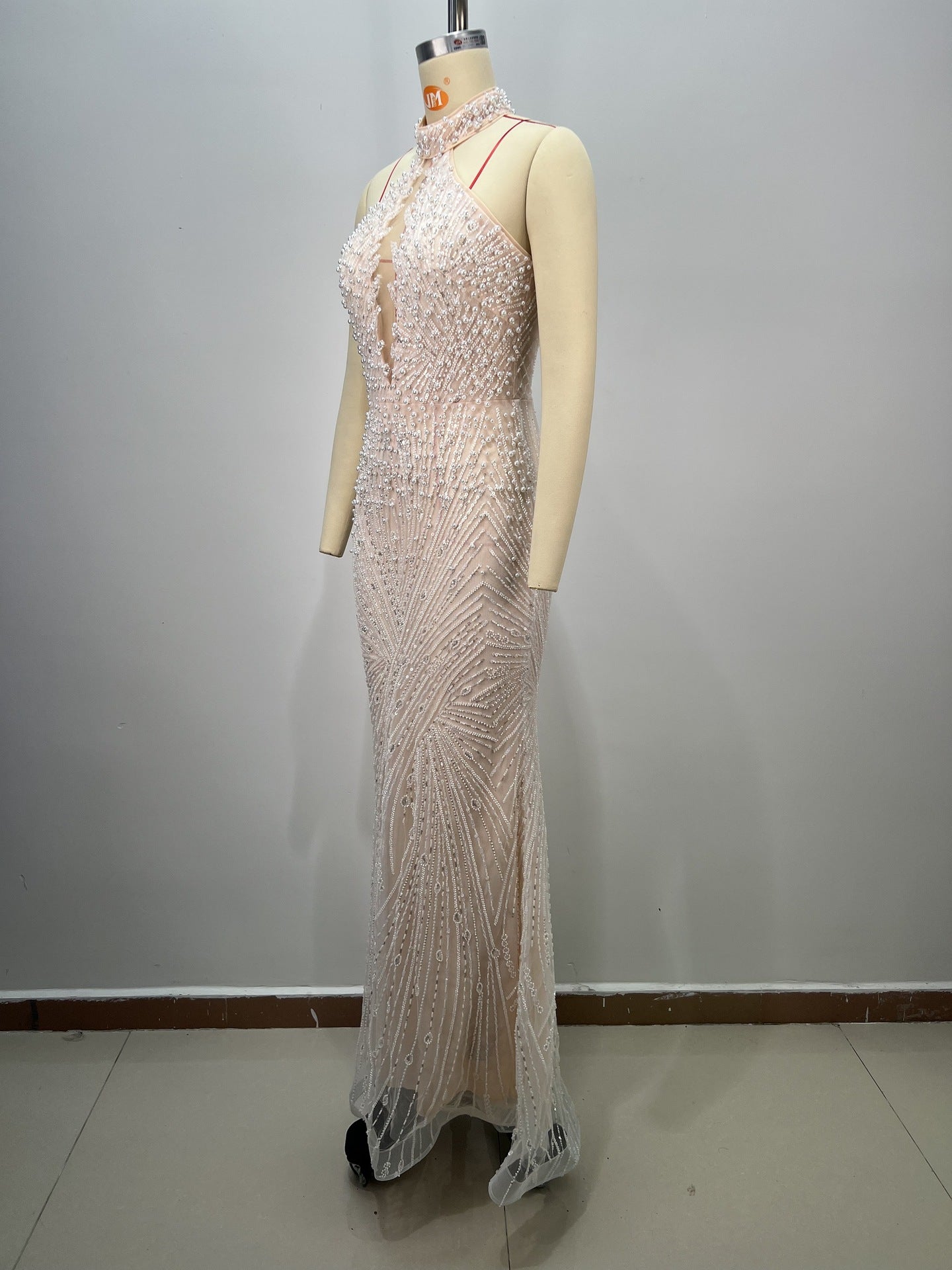 White Halter Sequin Mermaid Evening Dresse