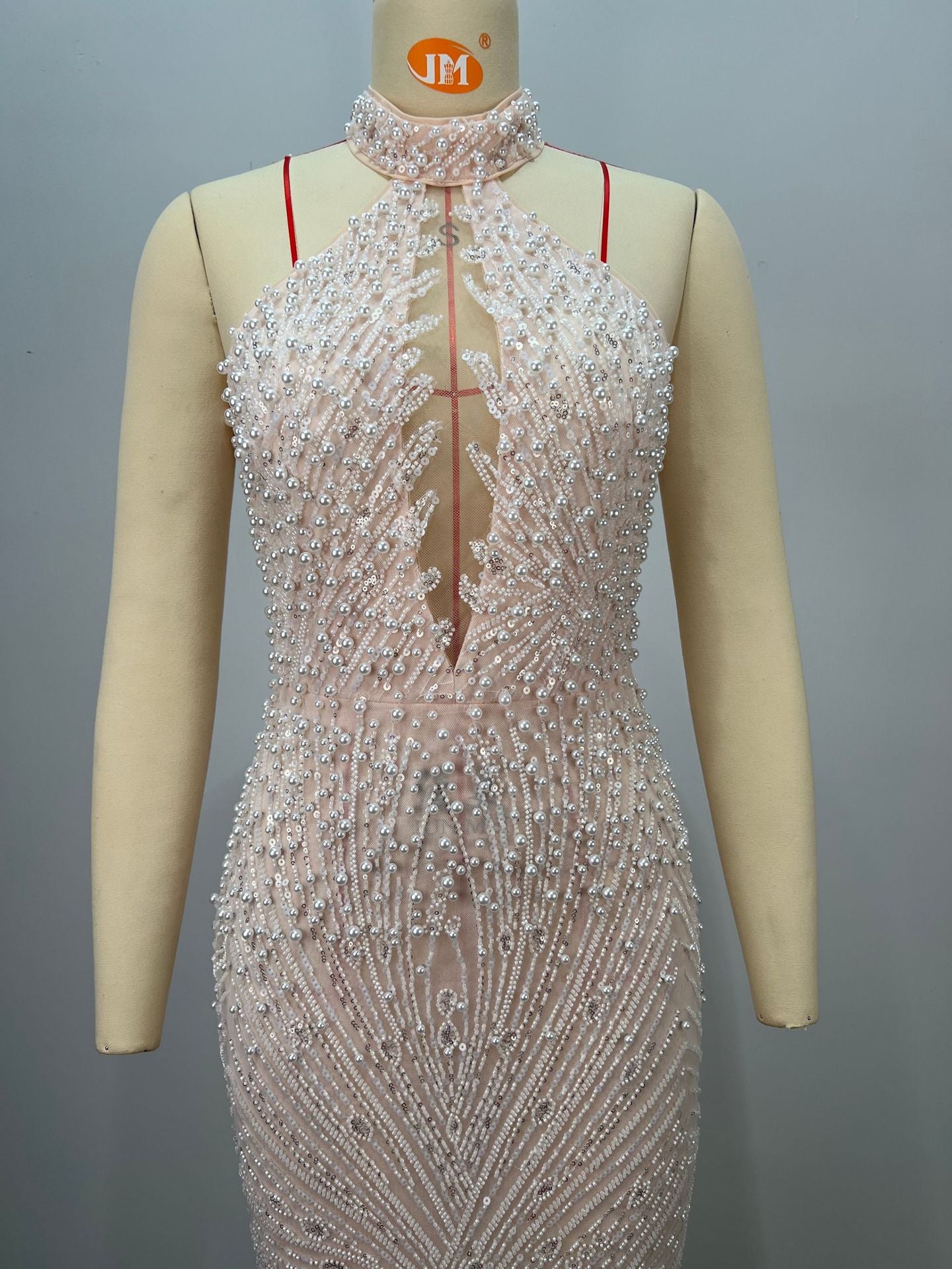 White Halter Sequin Mermaid Evening Dresse