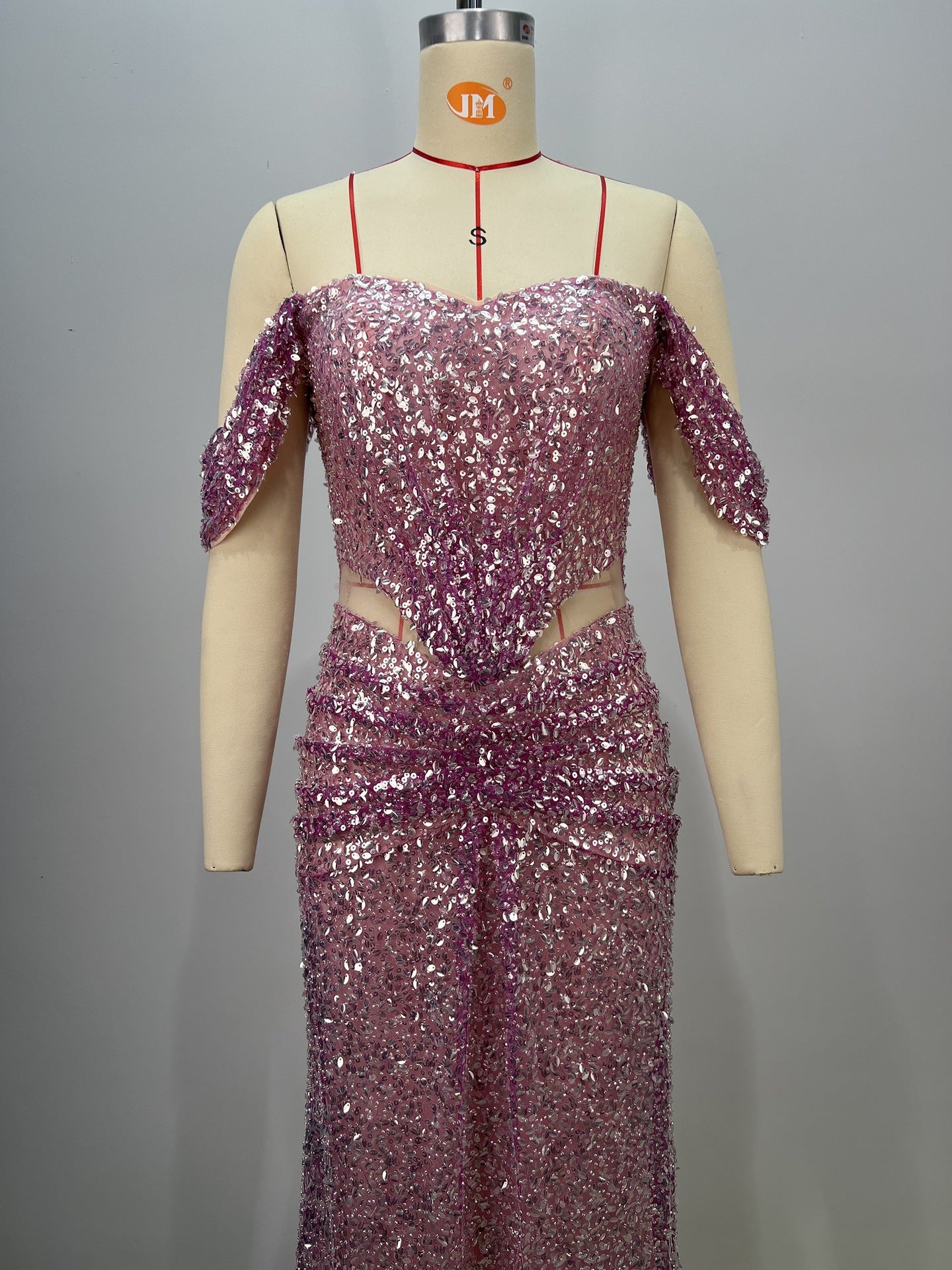 Purple SequinOff Shoulder Mermaid Gown