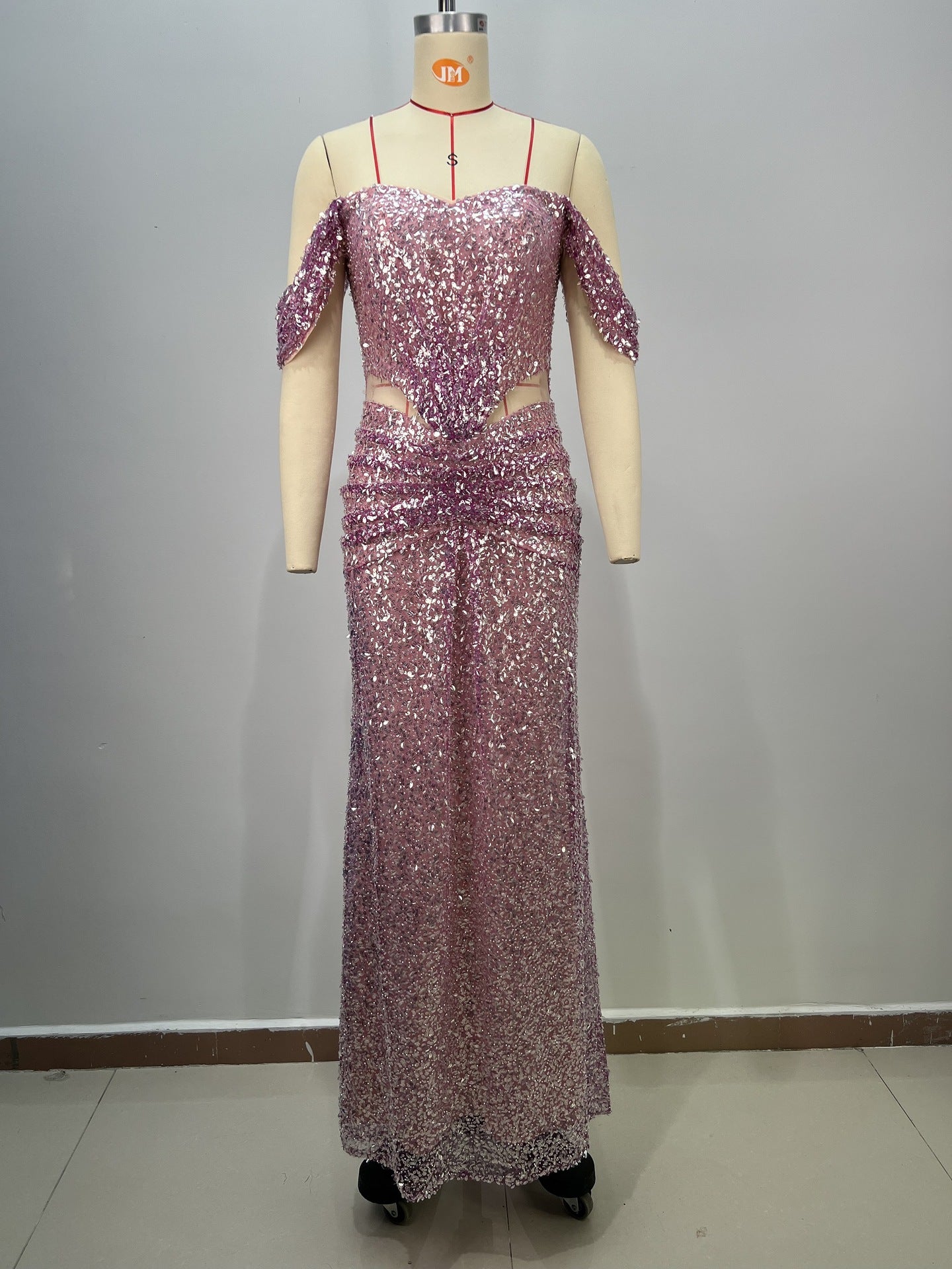 Purple SequinOff Shoulder Mermaid Gown